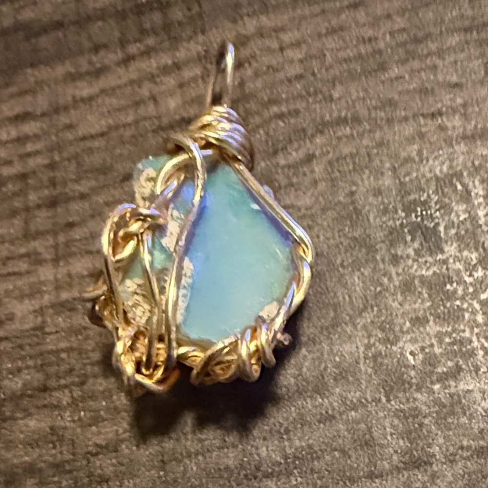 Gold Wire Wrapped Stone Pendant